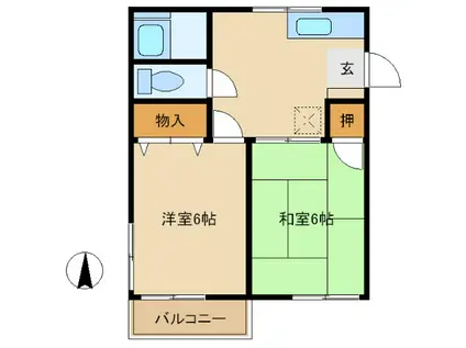 ファミールフカミ(2DK/2階)の間取り写真