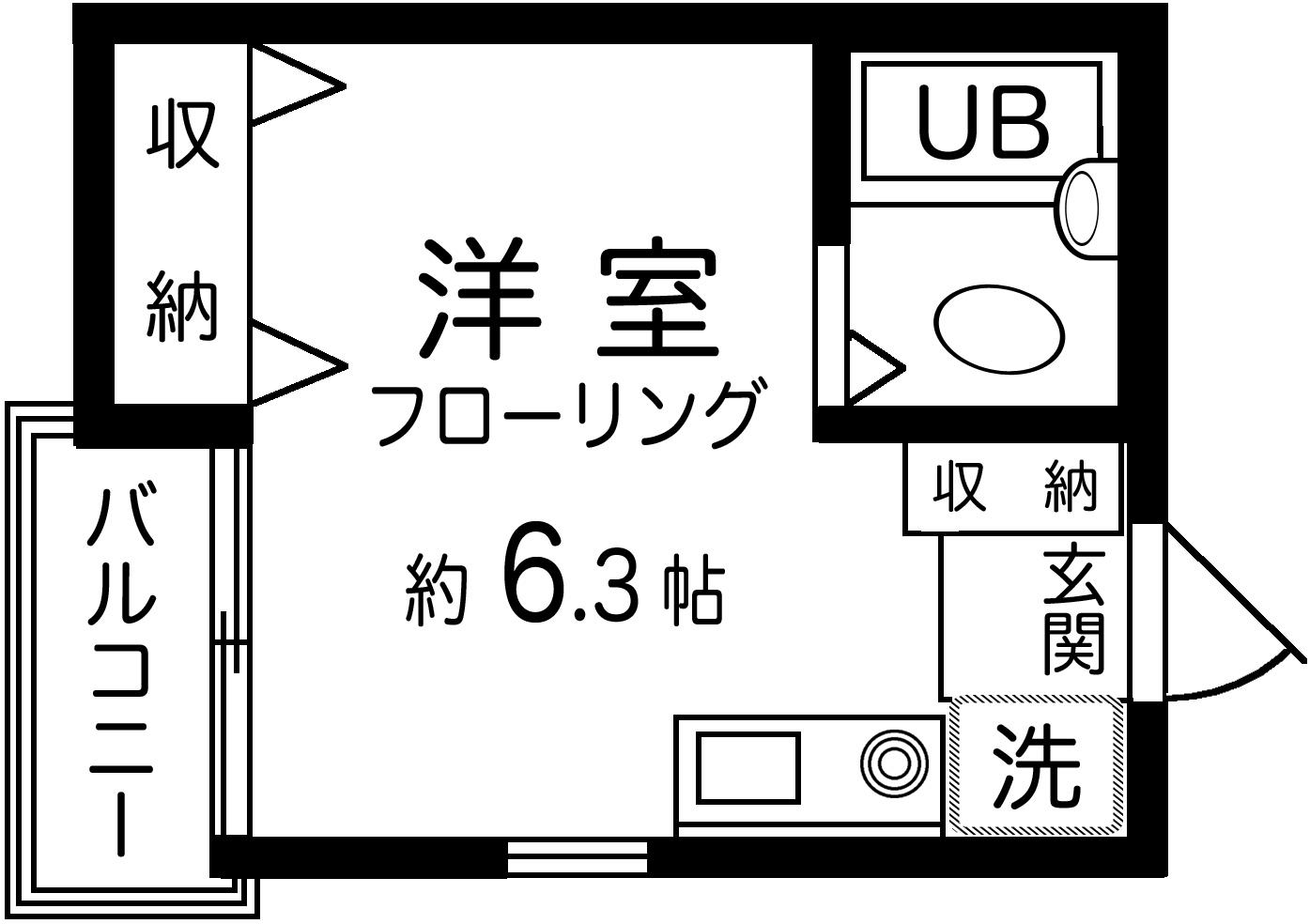 コーポヤーマ(ワンルーム/2階)の間取り写真