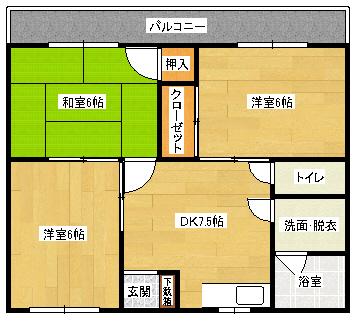 コーポ根石(3DK/3階)の間取り写真
