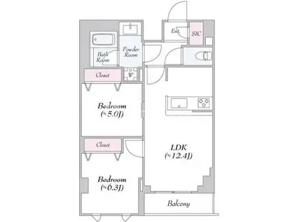 ロイジェント志村坂上(2LDK/1階)の間取り写真