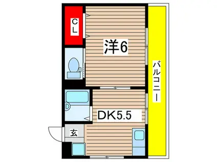 ハイマット武庫(1DK/3階)の間取り写真