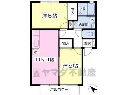セジュール下川俣(2DK/1階)の間取り写真