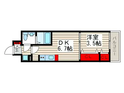 アーバネックス菊川II(1DK/7階)の間取り写真