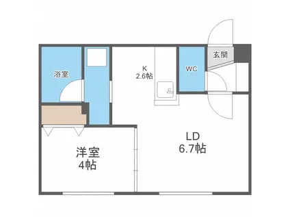 CHOICE RESIDENCE 美園4ー3 美園4ー3MS(1LDK/2階)の間取り写真