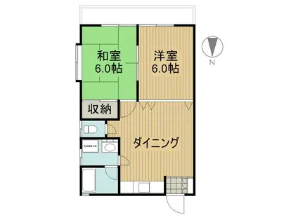 コーポスズキA(2LDK/2階)の間取り写真