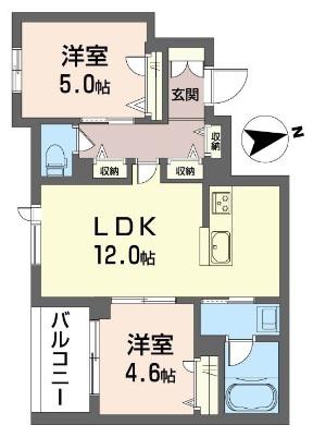 マリンレジデンス(2LDK/2階)の間取り写真