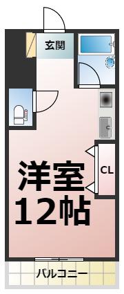 マンション悠山(ワンルーム/3階)の間取り写真