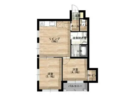 MARVIN(2DK/1階)の間取り写真