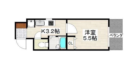 エスペランサ前島(1K/2階)の間取り写真
