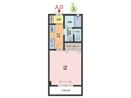 ヴィラ開発(1DK/1階)の間取り写真