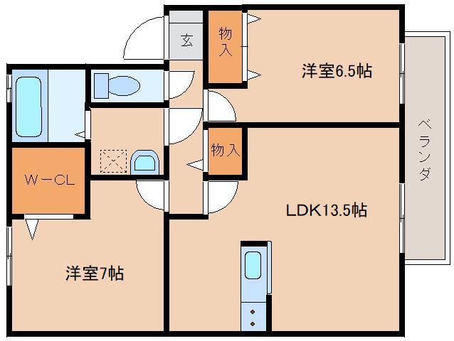 リビングタウン四条大路(2LDK/1階)の間取り写真
