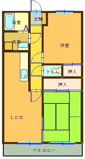 プリンスマンション高平(2LDK/3階)の間取り写真