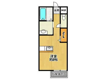 アトム南が丘(ワンルーム/2階)の間取り写真