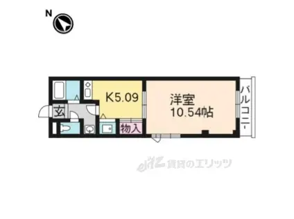 ヴィラ草津(1K/1階)の間取り写真