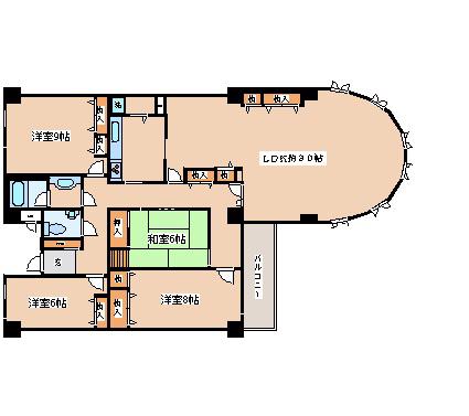 ライオンズマンション須磨妙法寺(4LDK/3階)の間取り写真