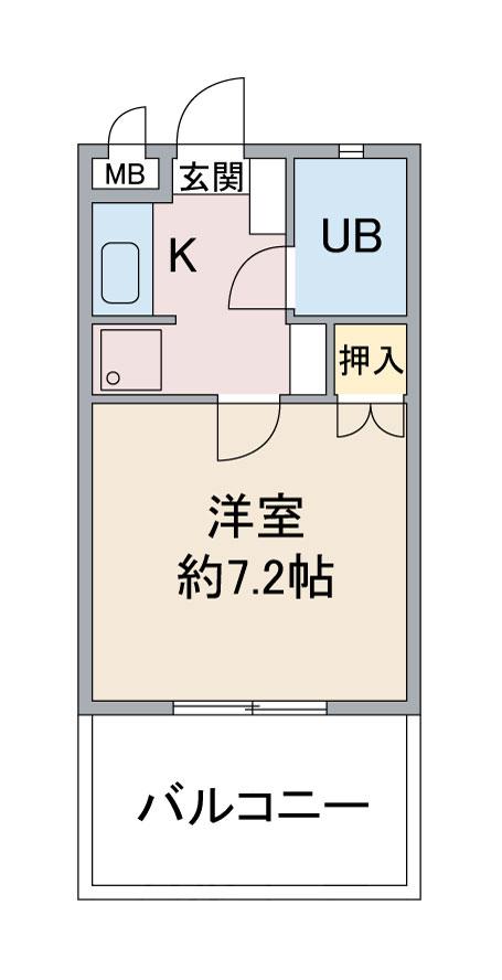 ハイツ香蘭(1K/1階)の間取り写真