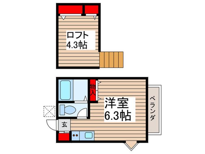 サンドルミ飯山満(ワンルーム/1階)の間取り写真