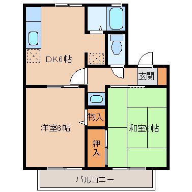 レジデンス・ヒロ(2DK/2階)の間取り写真