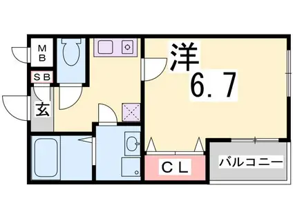 ワコーレヴィータ大開ステーシア(1K/1階)の間取り写真
