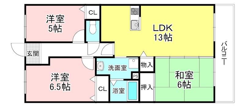 ルモン甲西中央(3LDK/10階)の間取り写真