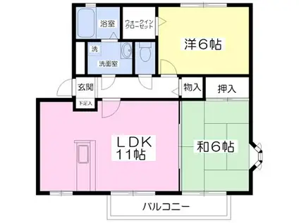 フォレスト・ガーデンB館(2LDK/1階)の間取り写真