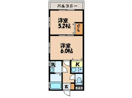 リバーサイド(2K/4階)の間取り写真