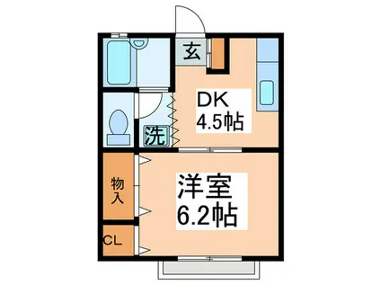 ファーストクオーター(1DK/1階)の間取り写真