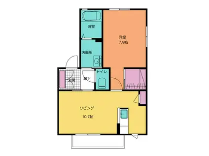 ルミエール沙羅B(1LDK/1階)の間取り写真