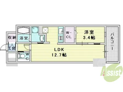 LASANTE梅田北(1LDK/5階)の間取り写真