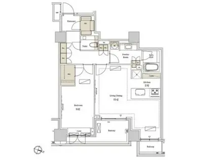 パークアクシスプレミア南青山(1LDK/3階)の間取り写真