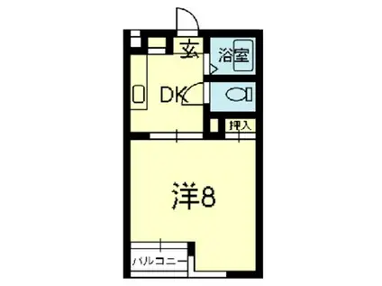 リライズ渡鹿(1DK/2階)の間取り写真