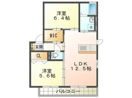 トルトゥーガD(2LDK/1階)の間取り写真
