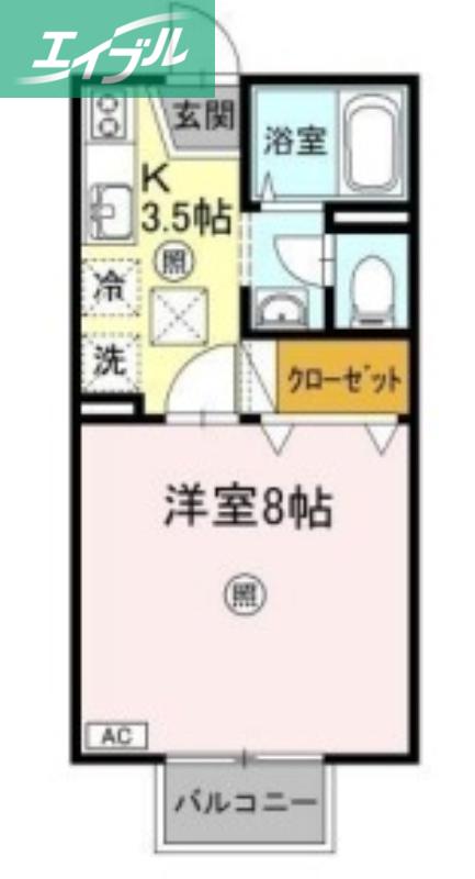 メゾンたちばなA棟(1K/1階)の間取り写真