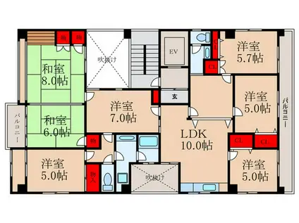 グランベール小阪(7LDK/7階)の間取り写真