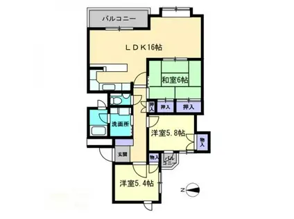 グランドール桜町(3LDK/3階)の間取り写真