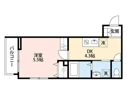 MELDIA西所沢II(1K/1階)の間取り写真