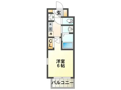 エステムコート神戸湊町(1K/14階)の間取り写真