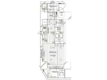ガリシアヒルズ西麻布ウエスト(1K/5階)の間取り写真