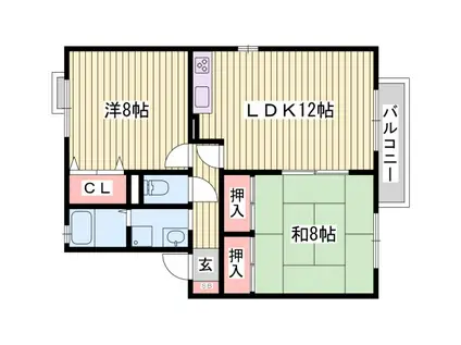 21番館 A棟(2LDK/2階)の間取り写真