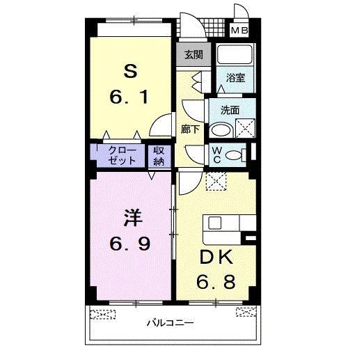 サンフィオーレ(1SDK/5階)の間取り写真