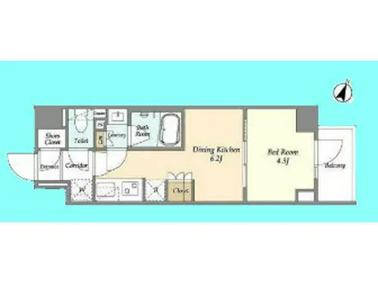 ウェルスクエア雪谷大塚レジデンス(1DK/5階)の間取り写真