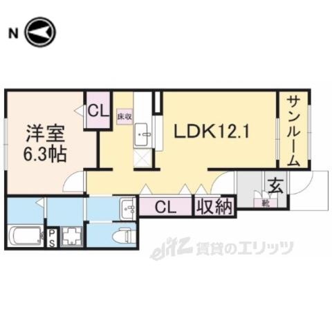 フローレンス(1LDK/1階)の間取り写真