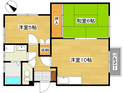 Jアドレス南光台(2LDK/2階)の間取り写真