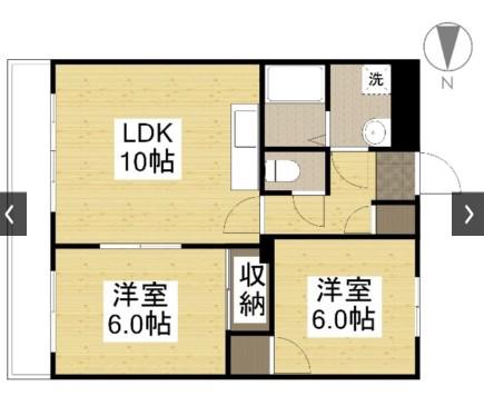 パレスプロムナード(2LDK/2階)の間取り写真