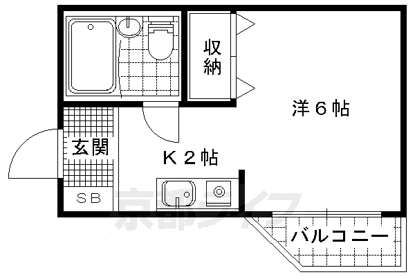 プルシャン山科(1K/5階)の間取り写真