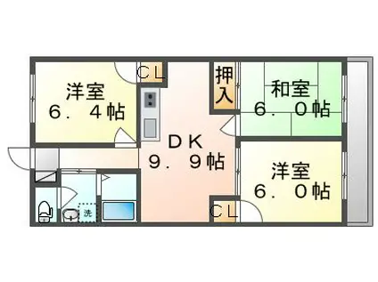 グランプレミア松縄(3DK/1階)の間取り写真