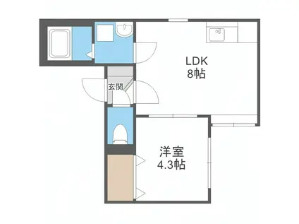 HS821(1LDK/3階)の間取り写真