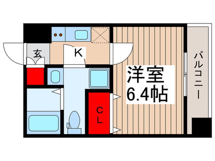 アクアタウンイーストⅠ(1K/8階)の間取り写真