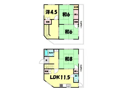 グランディア熊内橋(4LDK/5階)の間取り写真