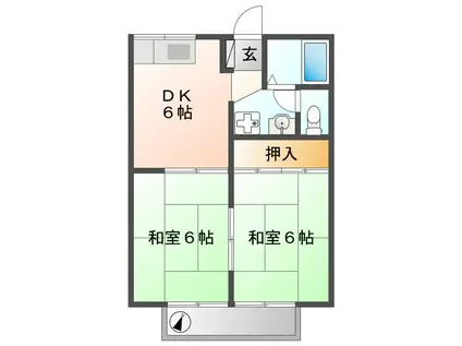 アメニティーM(2DK/2階)の間取り写真